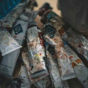 Artist studio acrylic paint tubes