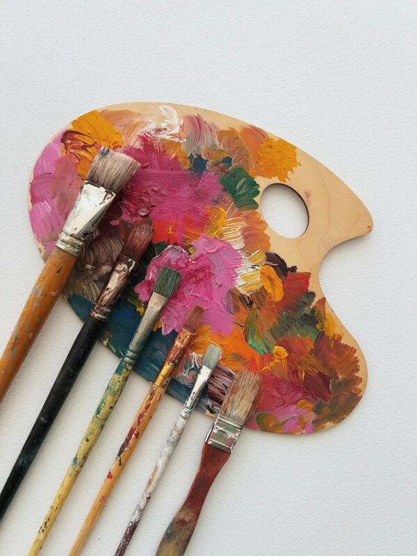 Artist palette with paint colors